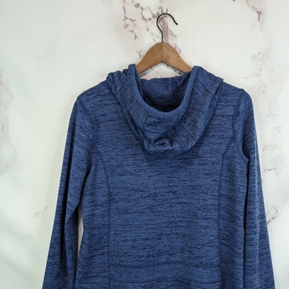 Athleta Sweatshirt Dress Small Techie Sweat Popover Tunic Blue Long Sleeve Hood - Picture 7 of 14